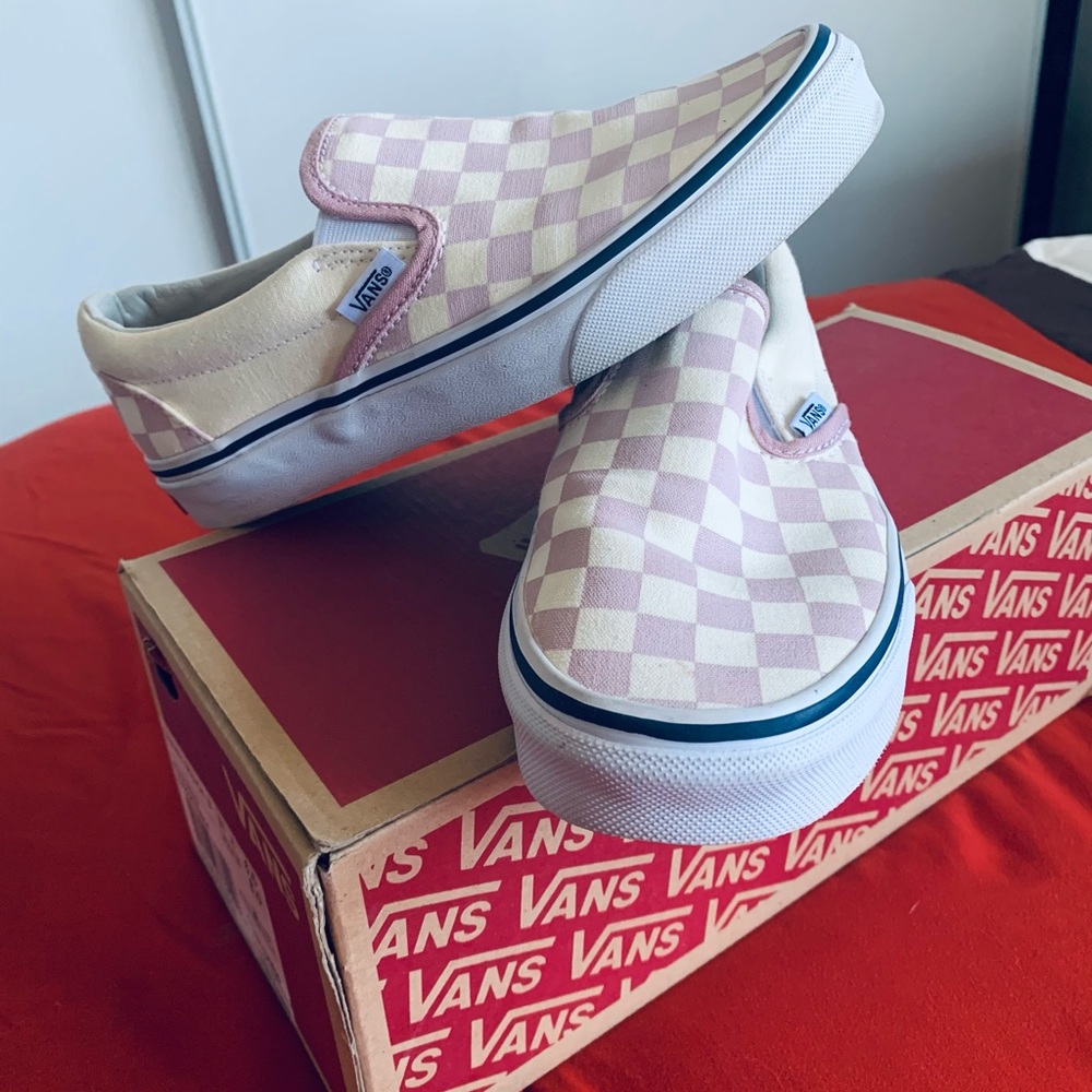 Pink Slip-On Checkered Vans